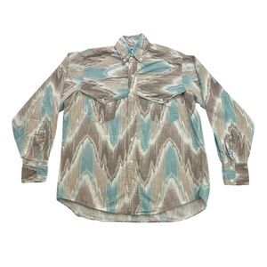 Vintage Latigo Shirt Mens Large L Brown Blue Western Button Down Long Sleeve
